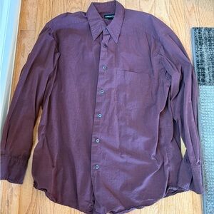 Burgundy Button-Up Shirt CLAIBORNE 100% Cotton Men's Collar Dress Shirt size m